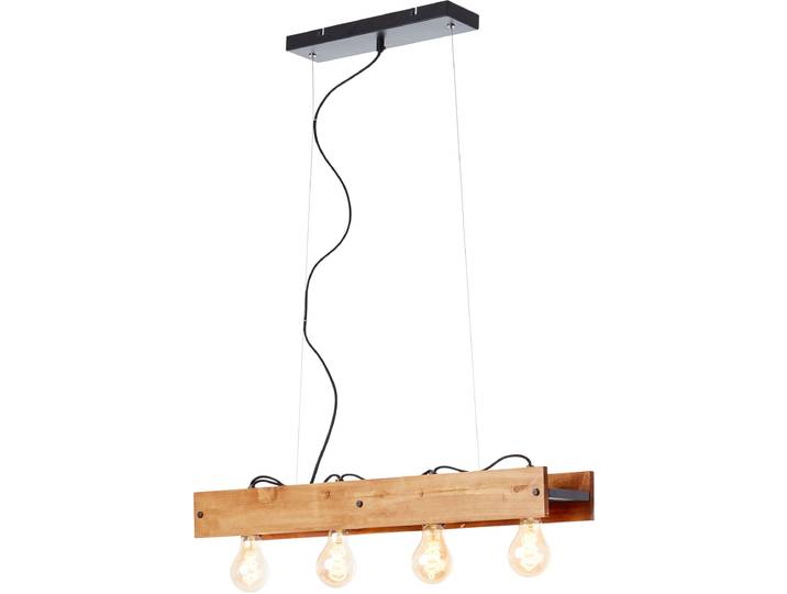 BRILLIANT Pendelleuchte Calandra , schwarz, 4, 1 Stk., Leuchten, 149 cm Höhe, E27, Metall/Holz, schwarz/holz, Pendelleuchte
