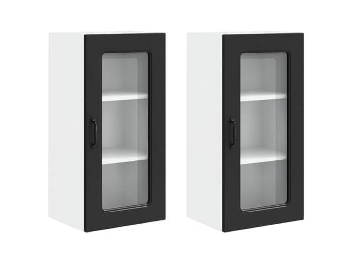 fsahslih 2er Set Küchen-Wandschrank Schwarz 40x31x80cm Holzwerkstoff Praktisches 2er Set Hängeschränke aus Holzwerkstoff für Küche und Esszimmer mit 6 Fächern und robuster Belastbarkeit.