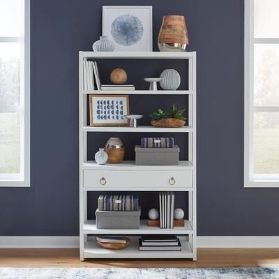 Liberty Furniture East End Wire Brushed White Accent Bookcase