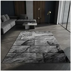 Kurzflorteppich DRAU, in Steinoptik, Schwarz, 80 x 150 cm