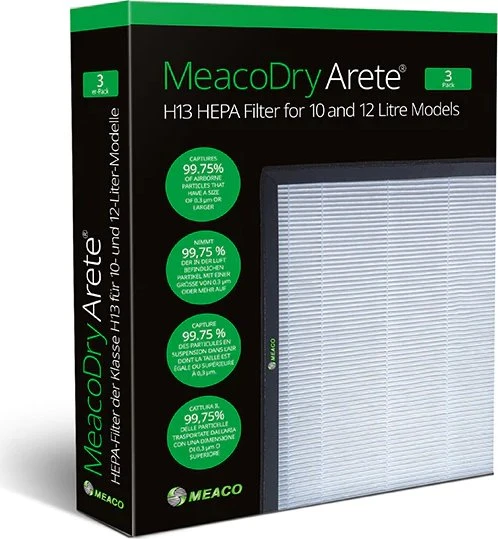 Meaco Dry Arete One H13 HEPA-Filter 10L / 12L, 3 Stück (für Dry Arete One 10L und 12L Luftentfeuchter)