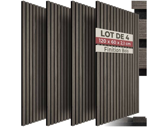 Panneaux acoustiques SONIC WALL aspect bois - Chêne gris, Lot de 4