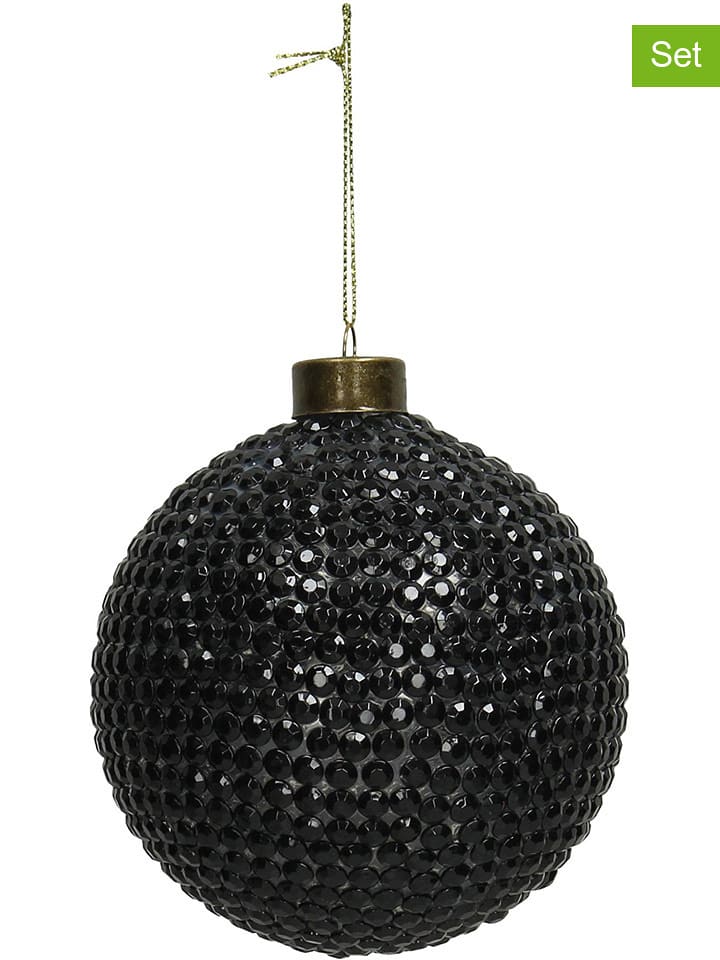 Kersten 2er-Set: Christbaumkugeln in Schwarz - Ø 10 cm - onesize