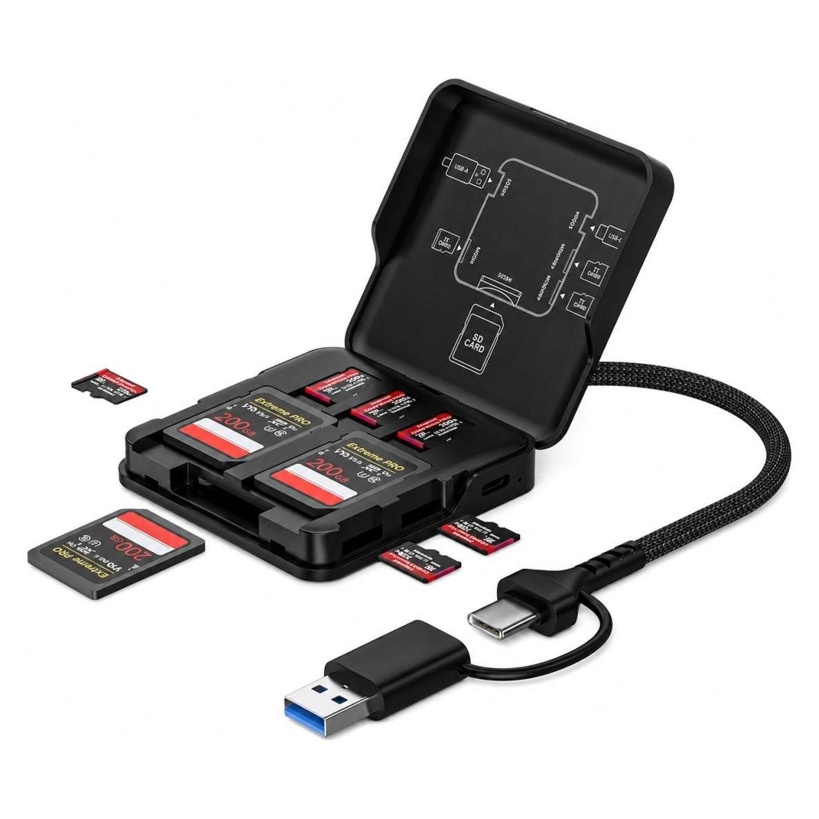 PowerGuard Multi-Card Reader & Storage Case with USB-C/USB-A OTG Hub (USB-C) (00036383)