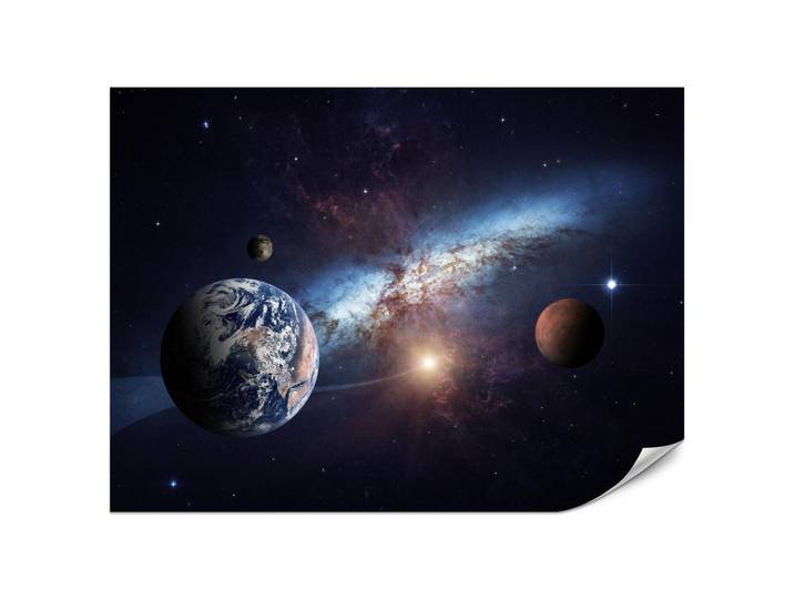 Muralo Fototapete für Kinderzimmer Planeten Galaxie Kosmos Nebel 350x256, Violett, Weiß, Papier, Galaxis, Rechteckig, 350x256 cm, Tapeten & Wandverkleidungen, Fototapeten