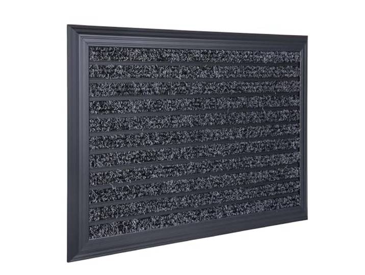 Relaxdays Fußmatte, 80x50 cm, Aluminium, wetterfest, rutschfest, schwarz Türvorleger innen & außen, Schmutzfangmatte