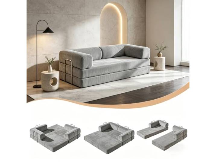 Faltbares Boneless Couch, Bodensofa Bed Cordstoff 3er mit Schlaffunktion Wandelbares Bodensofa mit Matratze und Schlaffunktion,ideal als Lounge Gästebett oder Sessel für Wohnzimmer und Schlafzimmer