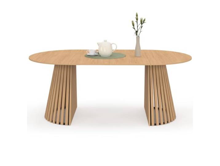 IDMarket - Ausziehbarer runder Esstisch Carmen 4-10 Personen Holzfuß 110-200 cm