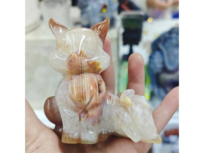 Agate rouge naturelle renard fée sculpture Reiki guérison Fengshui pierre maison bureau décoration cadeau de vacances 1 pièces