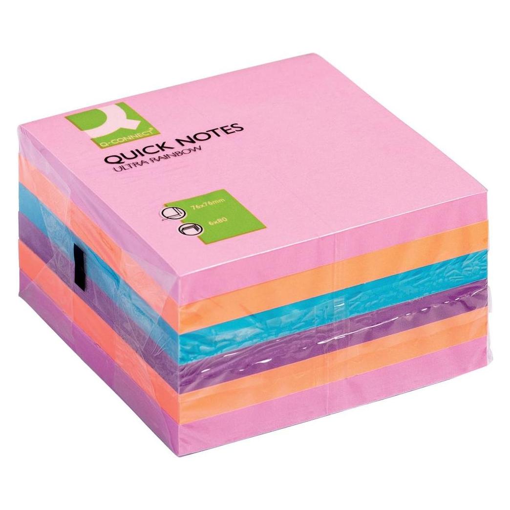Q-Connect Haftnotizen Quick Notes Ultra Rainbow sortiert (76 x 76 mm) (KF02515)