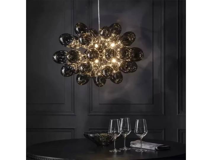 Lustre à bulles en verre gris, lampe suspendue pour salon, chambre à coucher, décoration de luxe pour la maison