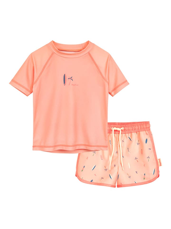 Playshoes 2tlg. Badeoutfit "Surfbrett Palmen" in Orange - 110/116