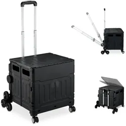 Relaxdays Einkaufstrolley Treppensteiger Schwarz,Silber