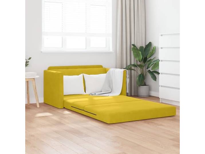 HEFZGDB 2-in-1 Futonsessel-Bett Gelb 124x204x61 cm Velours Ergonomisches Sitzmöbel Schlafsofa Abnehmbare Kissen Einfache Reinigung Robustes Material Vielseitiges Wohnzimmer Sofa