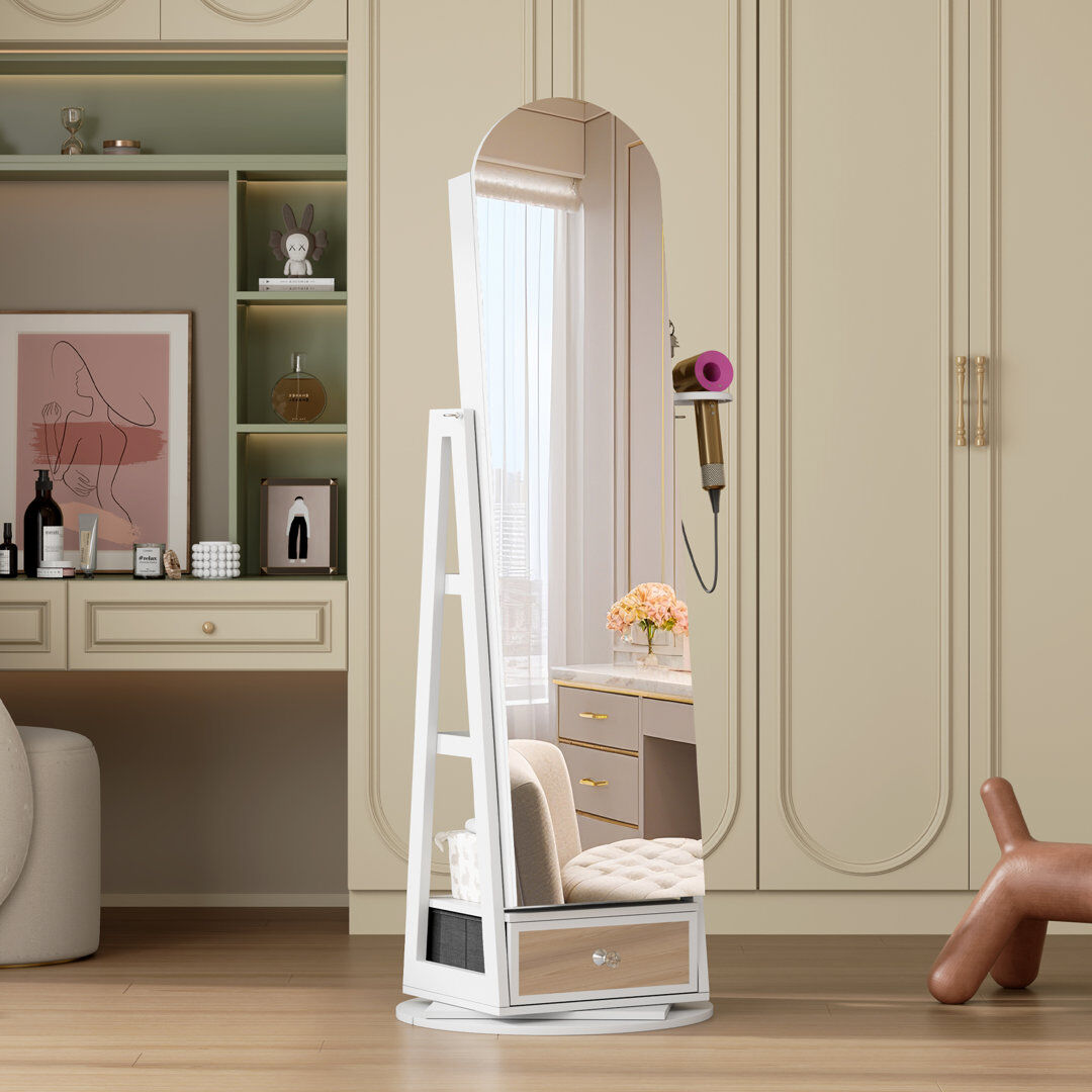 Ivy Bronx Jewelry Armoire White 163.5cm H X 55cm W X 55cm D