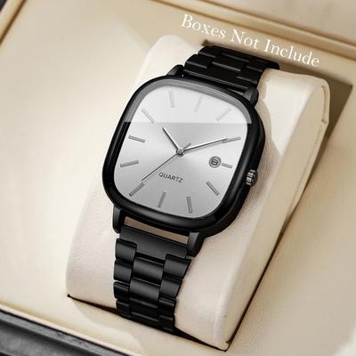 USA Free Shipping Shop Executive Mens Business Watch With Calendar Quartz Movement & Classic Analog Design black White No Box