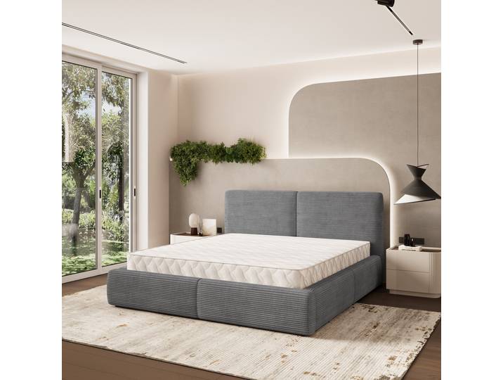 Masseno Polsterbett FELURO P 120x200 cm, Polsterbett mit Bettkästen -Grau, POSO 60
