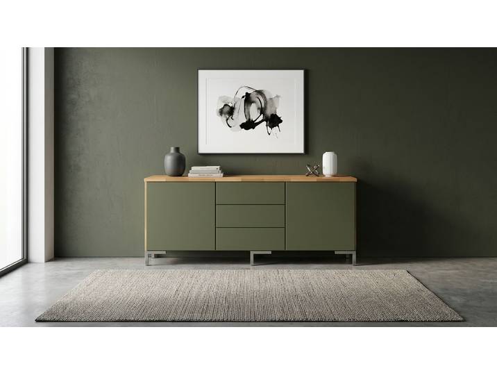 Modernes Sideboard mit grünen Türen Buche Natur geölt