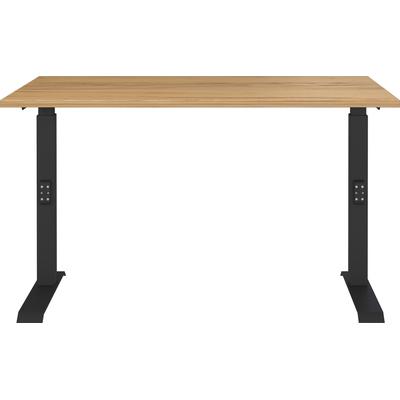 Schreibtisch GERMANIA "Downey, mechanisch höhenverstellbar", braun (navarra, eiche, nachbildung, schwarz, schwarz, navarra, eiche, nachbildung), B:120cm H:91cm T:80cm, Tische, Schreibtisch, Höhe 68-91cm, mechanisch höheneinstellbar, Metallfuß, Made...