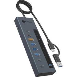 ICY BOX 61158 USB-Hub 7+1 Port USB-C® (USB 3.2 Gen 2), USB-C® (USB 3.2 Gen 1), USB-C® PD, USB-A (USB 3.2 Gen 2), USB-A (USB 3.2 Gen 1) 10 GBit/s LED-Anzeige