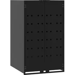 DELUKE Mülltonnenbox GORILO für 1 Tonne Schwarz 69x79x117 cm Stahl | Mülltonnenverkleidung 1er Mülltonnenhaus