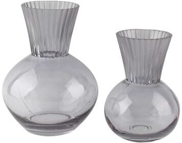 Aria Home Smoky Gray Glass Modern Tulip Shaped Table Vases Set of 2