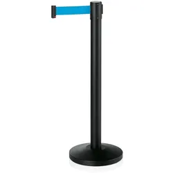 WAS Germany - Abgrenzungspfosten Set LIGHTFLEX, schwarz, 200 cm, blaues Gurtband, pulverbeschichtet, Polyesterfaser, Set á 2 Stück, Stahl