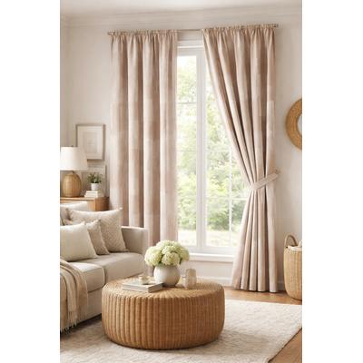 Vorhang WECKBRODT "Ornella, 2 Stück, Kräuselband, blickdicht, eleganter Dekoschal", beige (natur), B:145cm H:245cm, Polyester, Gardinen, Dekoschal, blickdicht, marmoriert, Universalschienenband, Gardine