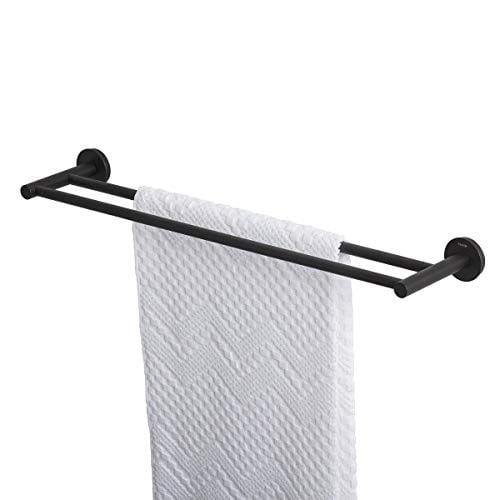 Tiger Urban dubbele handdoekhouder mat zwart roestvrij staal wandmontage B: 60,0 cm, D: 12,0 cm, H: 5,0 cm