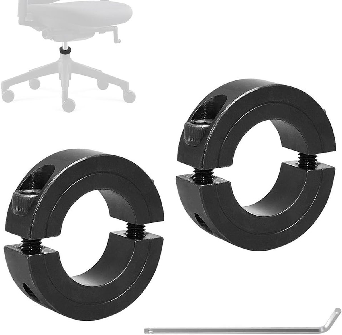 SnelShoppen Set van 2 stoppen voor het repareren van een zakkende bureaustoel, 28mm stalen fixeerklemmen voor hoogte verstelbare stoelen