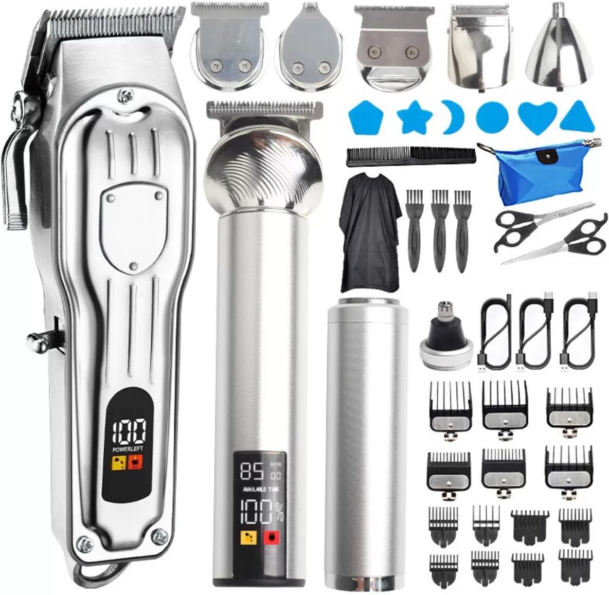INF Professionelles Herren Haarschneider Set - Kabelloser Haartrimmer mit Digitalanzeige