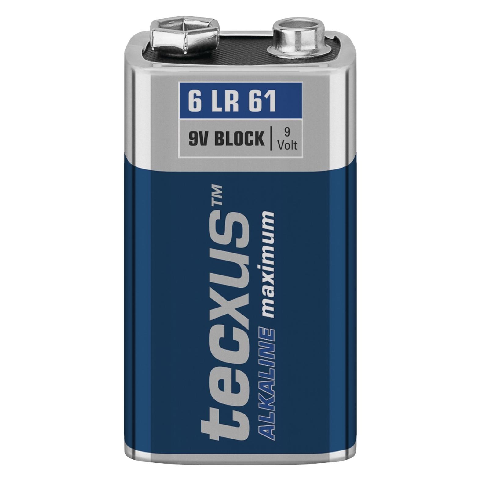 Tecxus 9 Volt-Block - Batterie 9V - Alkalisch (1 Stk., 9V Block, 550 mAh) (23639)
