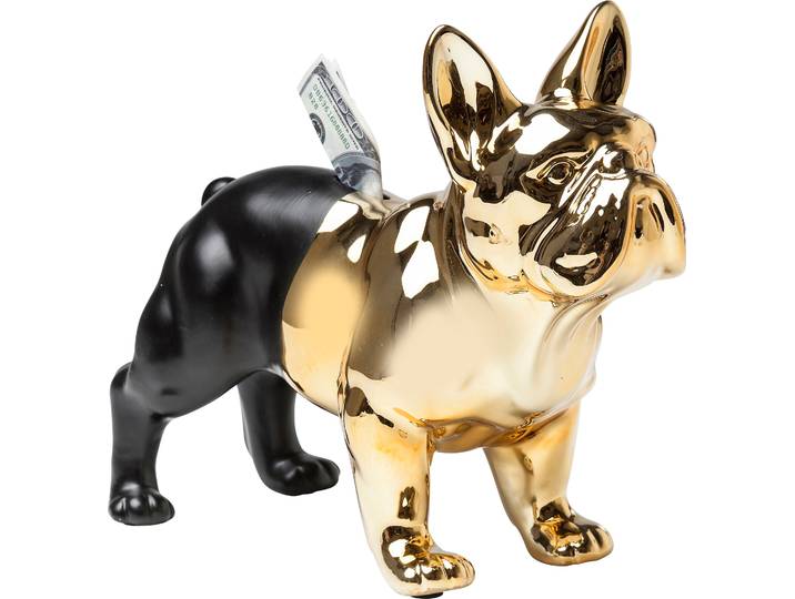 Schmuckkasten KARE DESIGN Spardose Bulldog Gold-Schwarz , gold (goldfarben), B:34cm H:27,5cm T:14,5cm, Kunststein (Magnesia), Aufbewahrungsboxen, Schmuckkasten