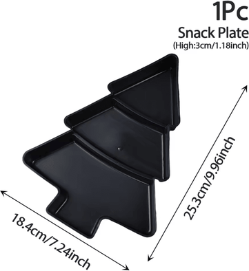 Uplift Curations Christmas Tree Fruit Serving Plate Festive Holiday Snack & Dessert Tray black