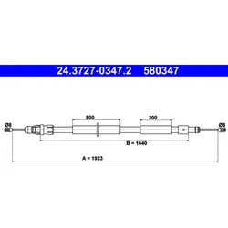 Seilzug Feststellbremse ATE 24.3727-0347.2 für Citroën Peugeot Partner