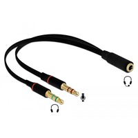 Headset Adapter 1x3,5 Klinkenbuchse > 2x3,5 3Pin Klinkstecker schwarz