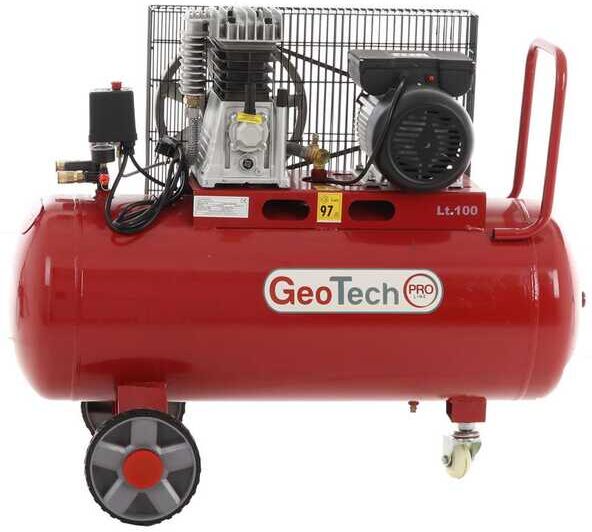 GeoTech Pro BACP100-10-3 - Compressore aria elettrico a cinghia - Motore 3 HP - 100 lt - 10 bar
