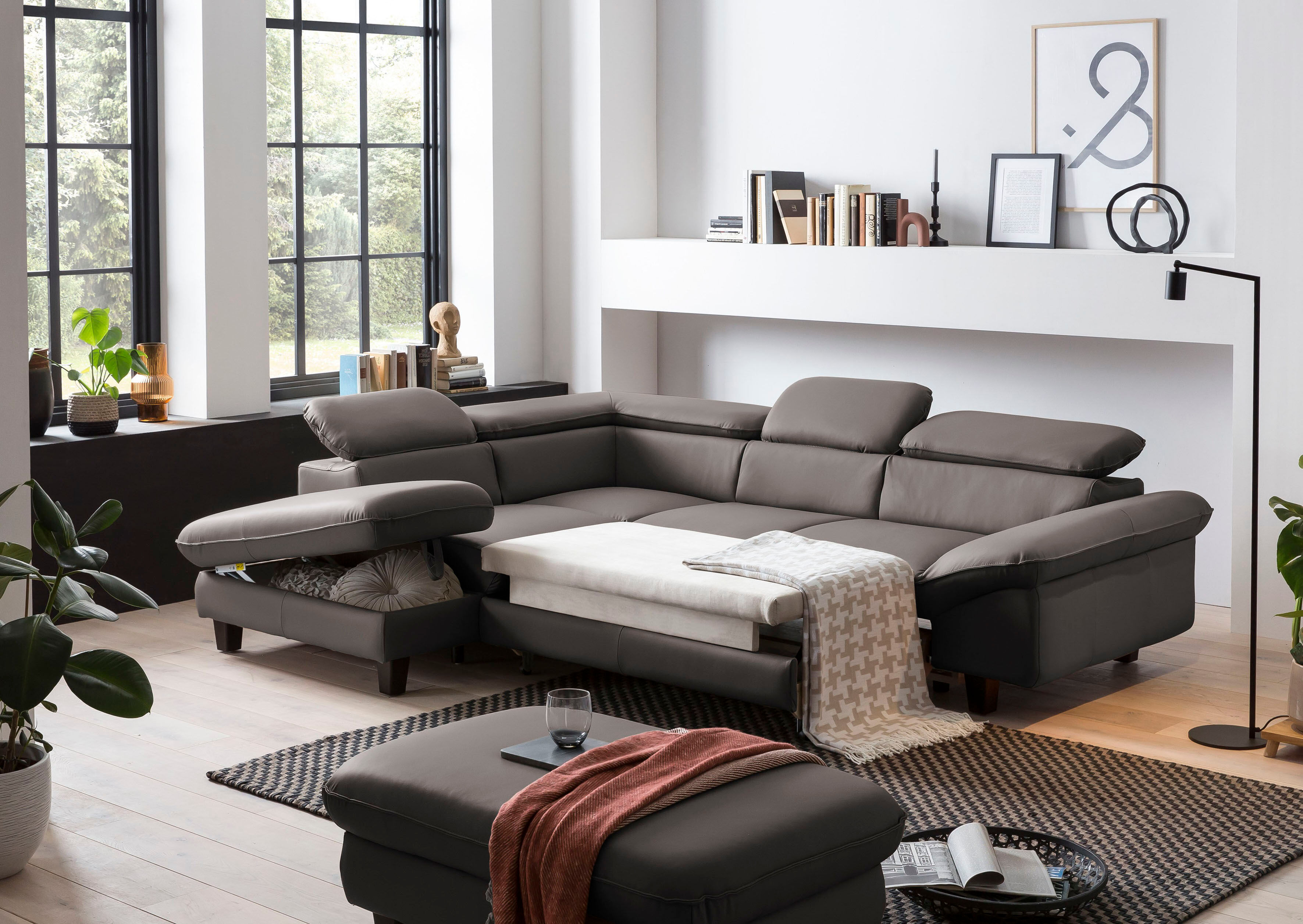 Hocker HOME AFFAIRE "Pilot", braun (cacao), B:101cm H:46cm T:65cm, 100% Polyester, Feinstruktur: 75000 Scheuertouren, Struktur 35000 Scheuertouren, Microfaser 40000 Scheuertouren, Hocker, Hocker cacao B/H/T: 101cm x 46cm x 65cm, Leder PAMPAS