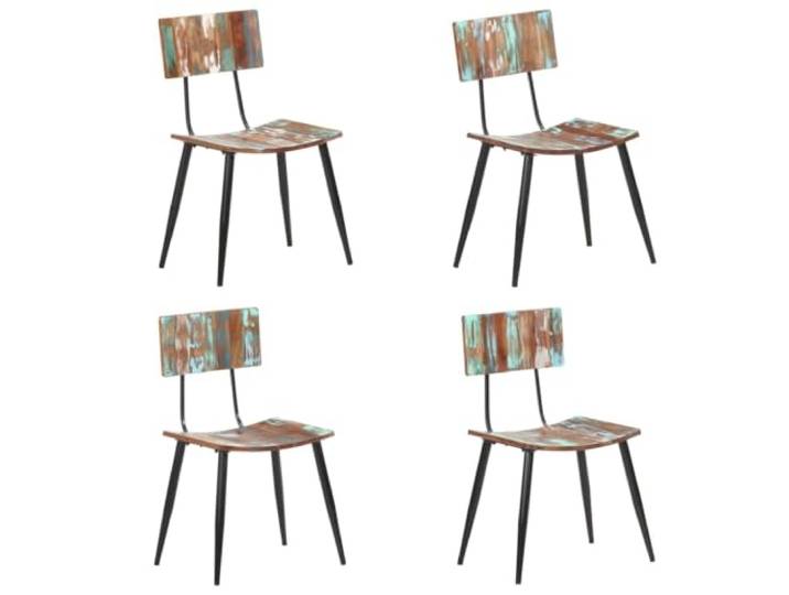 HEFZGDB Esszimmerstühle 4 STK. Altholz Massiv Eisen Gestell Stuhl-Set Antik-Stil Handgefertigt Retro Möbelstück Einzigartig Robust
