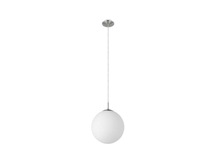 Eglo Lustre RONDO 1\, suspension à flamme\, lampe pendante en acier\, couleur : nickel mat\, verre : opale blanc mat\, douille : E27\, Ø : 30 cm