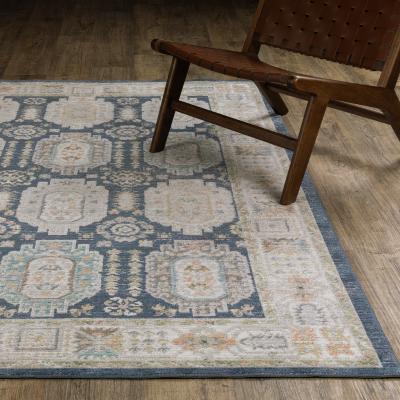 ROW Cavett Textural Distressed Traditional Navy/ Ivory Area Rug