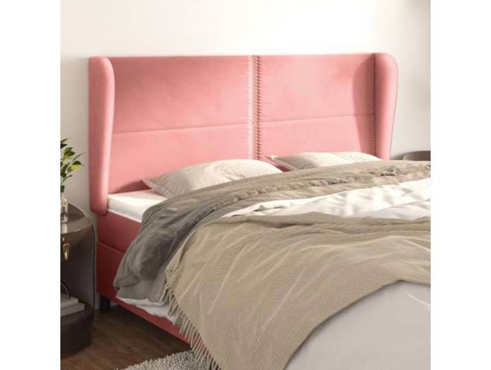 KTHLBRH Klassisches rosafarbenes Samt-Kopfteil für Betten mit verstellbarer Höhe und stabilen Holzbeinen, elegantes Design, weich, luxuriöser Stoff, bequeme Rückenstütze