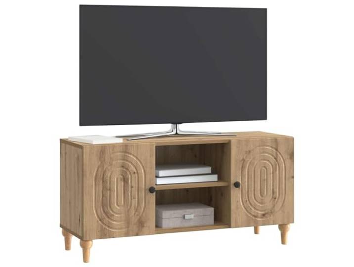 GKHPYURE TV-Schrank Eiche Handwerk 102 x 34,5 x 50 cm Engineered Holz, 2 Türen 90°, Utility-Böden, minimalistisches Design, einfache Wartung