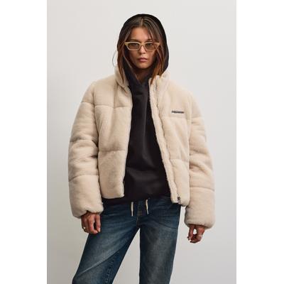 Steppjacke PEGADOR "GEORGIA TEDDY PUFFER JACKET", Damen, Gr. XS, cream, Web, Obermaterial: 100% Polyester, unifarben, regular fit normal, Jacken Steppjacke, Kunstfaser, regular fit