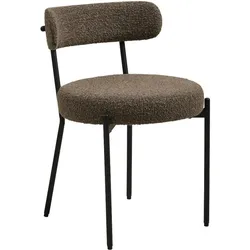 Ebuy24, Stühle, Gunma Esszimmerstuhl Bouclé braun Metall schwarz.
