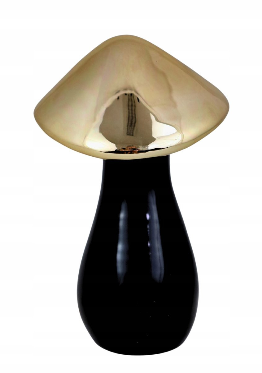 Decoratieve Keramische Paddenstoel Goud-Zwart Hoogte: 22,4 cm