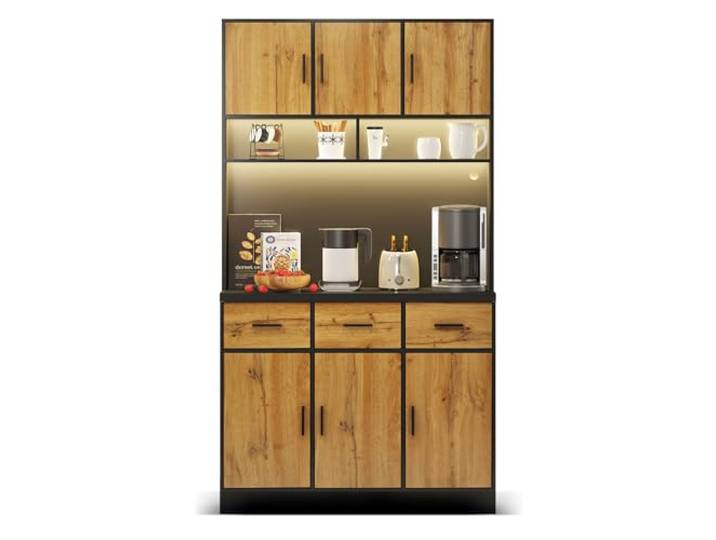 Ropilly Buffetschrank mit LED-Beleuchtung App-Steuerung Steckdose USB Küchenbuffet für Küche und Esszimmer