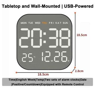 Uplift Picks Mirror Wall Clock Silent Modern Design With Temperature Display e