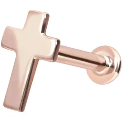 14 Karat Gold Labret mit Innengewinde KREUZ