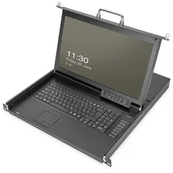 DIGITUS Modulare Konsole mit 17 TFT48,3cm 8Port KVM Touch 8 x HDMI, HD Auflösung, GE Tastatur